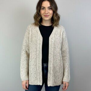 Vintage Neutral Color‎ Full Zip Oversized Cardigan Sweater Womens Small